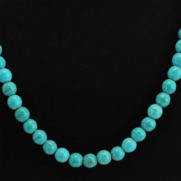 gemsmore:Natural Turquoise Necklace Round Shape Beads