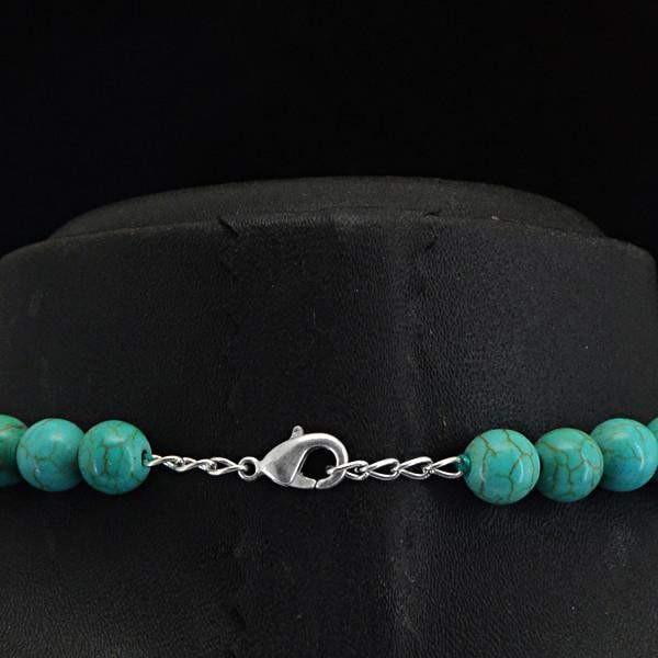 gemsmore:Natural Turquoise Necklace Round Shape Beads