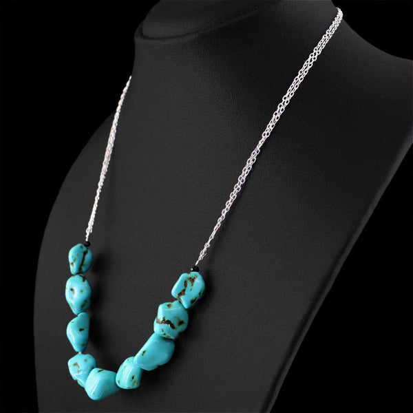 gemsmore:Natural Turquoise Necklace Untreated Beads - Best Quality