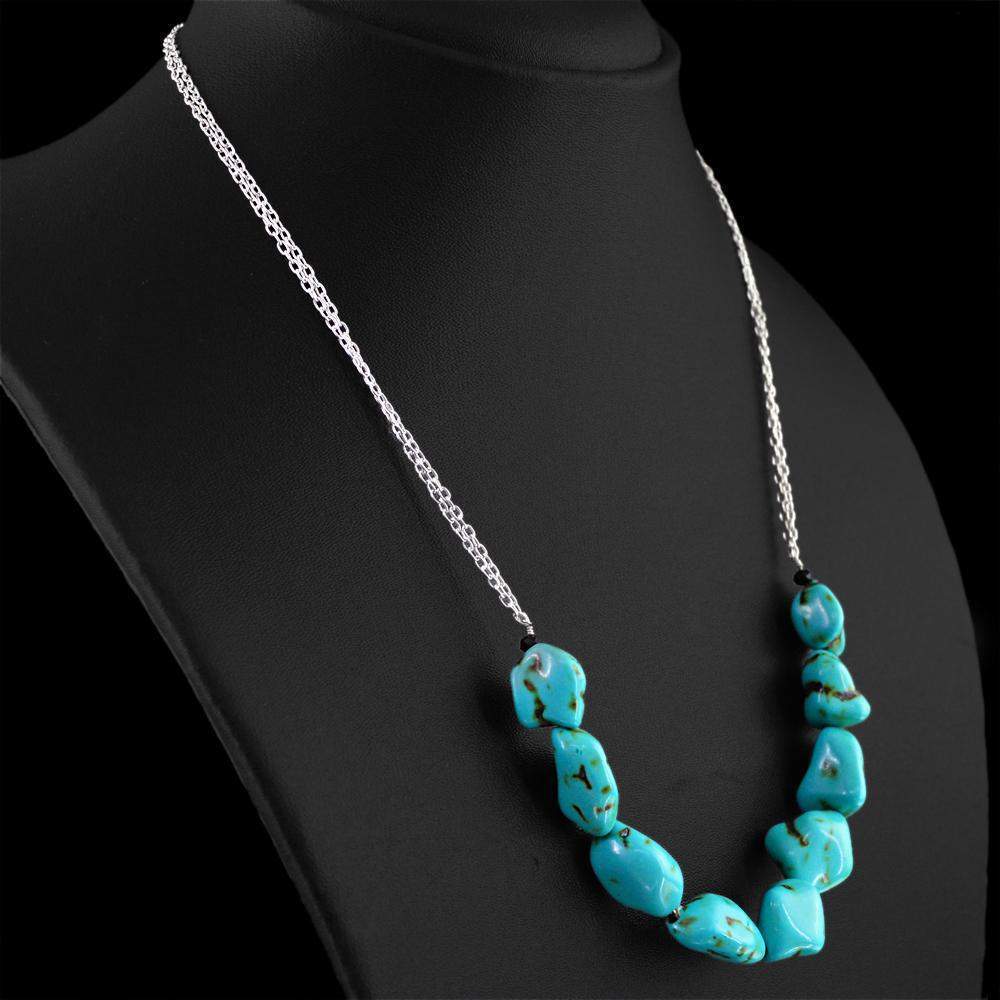 gemsmore:Natural Turquoise Necklace Untreated Beads - Best Quality