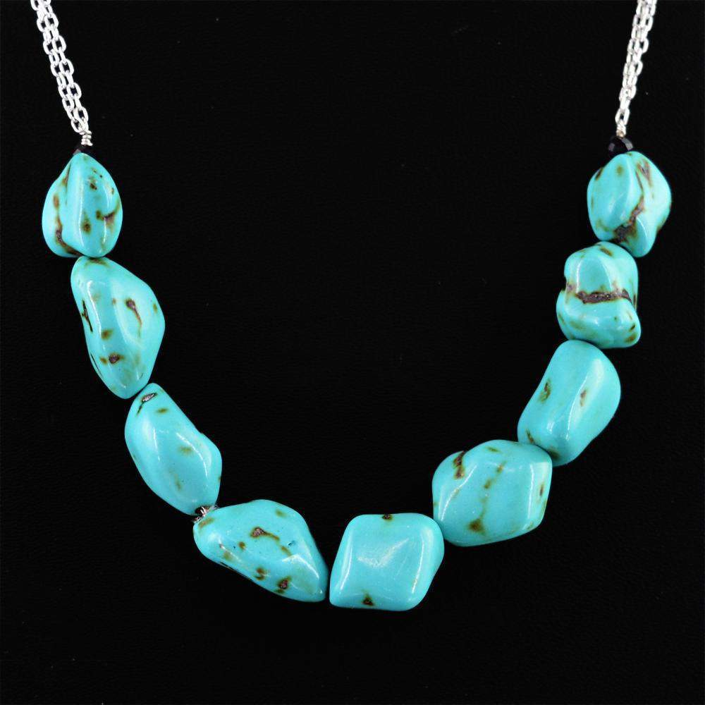 gemsmore:Natural Turquoise Necklace Untreated Beads - Best Quality