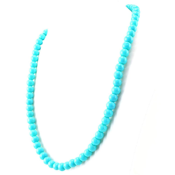 gemsmore:Natural Turquoise Necklace Untreated Round Shape Beads