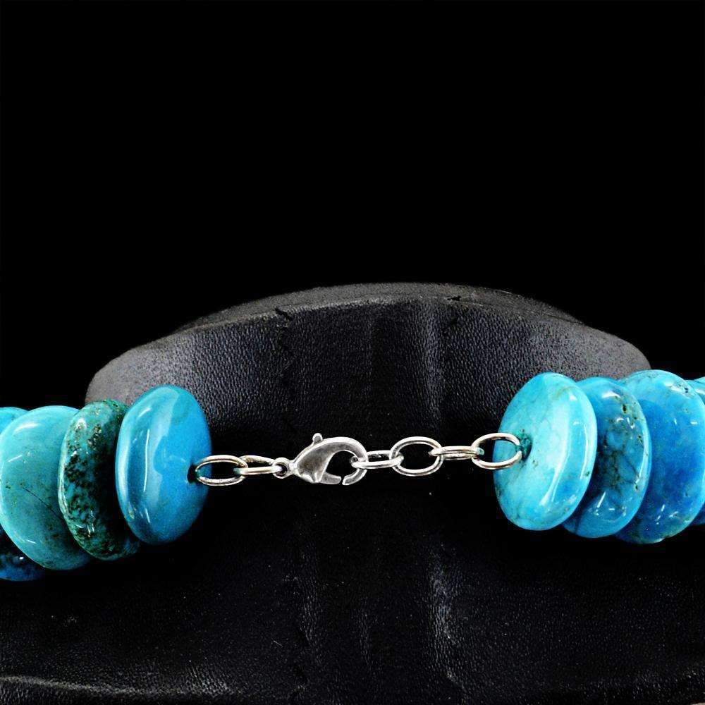 gemsmore:Natural Turquoise Necklace Untreated Round Shape Beads