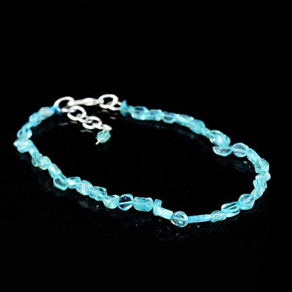 gemsmore:Natural Unheated Blue Apatite Bracelet Oval Shape Beads