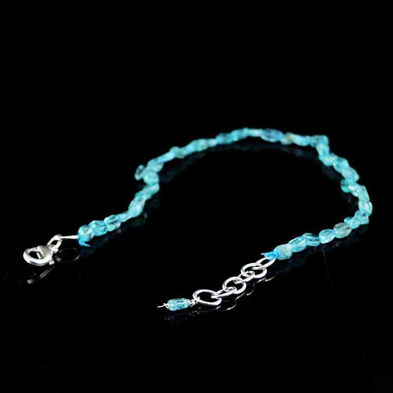 gemsmore:Natural Unheated Blue Apatite Bracelet Oval Shape Beads