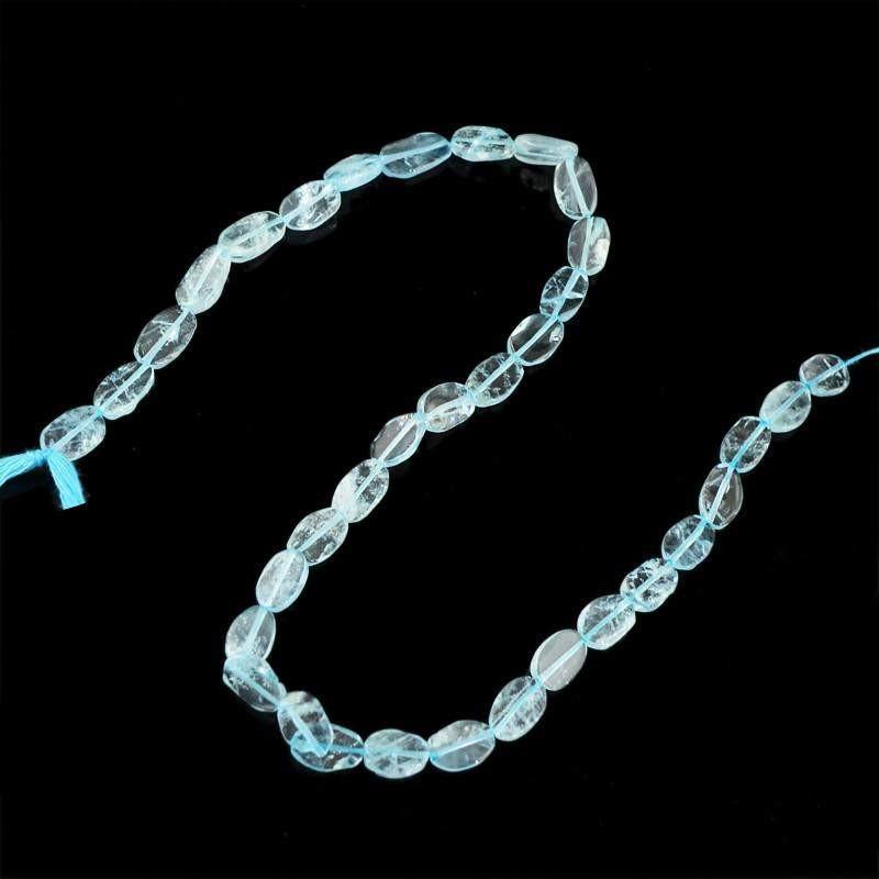 gemsmore:Natural Unheated Blue Aquamarine Drilled Beads Strand