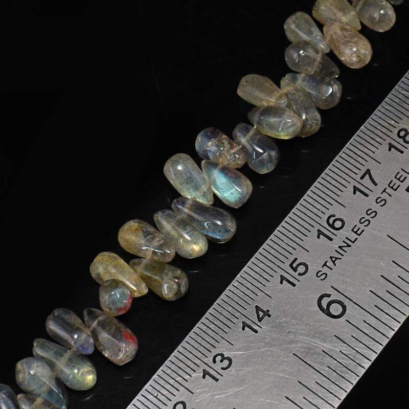 gemsmore:Natural Unheated Blue Flash Labradorite Beads Strand
