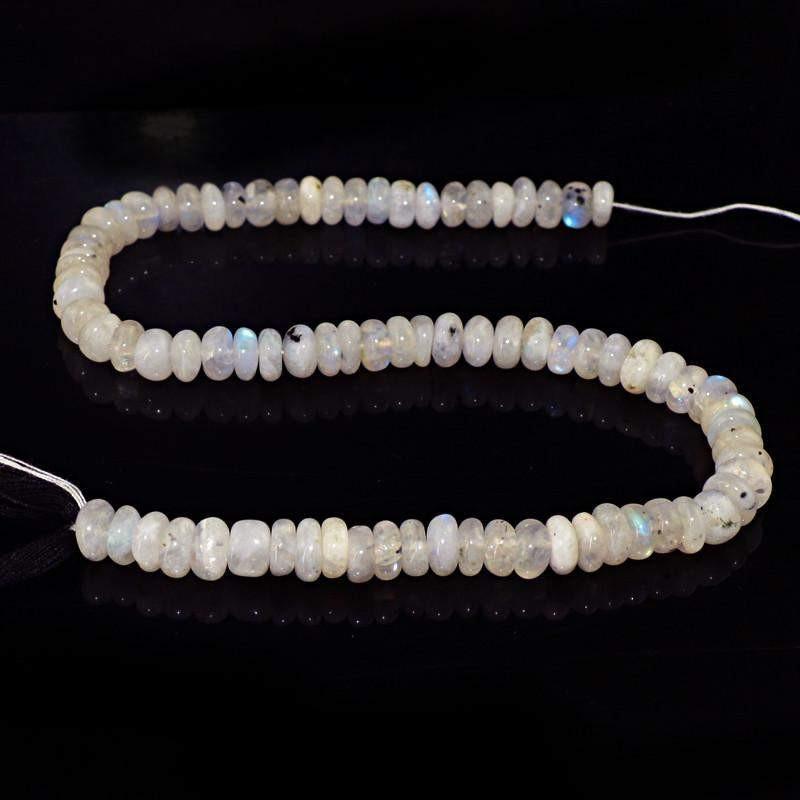 gemsmore:Natural Unheated Blue Flash Moonstone Round Beads Strand