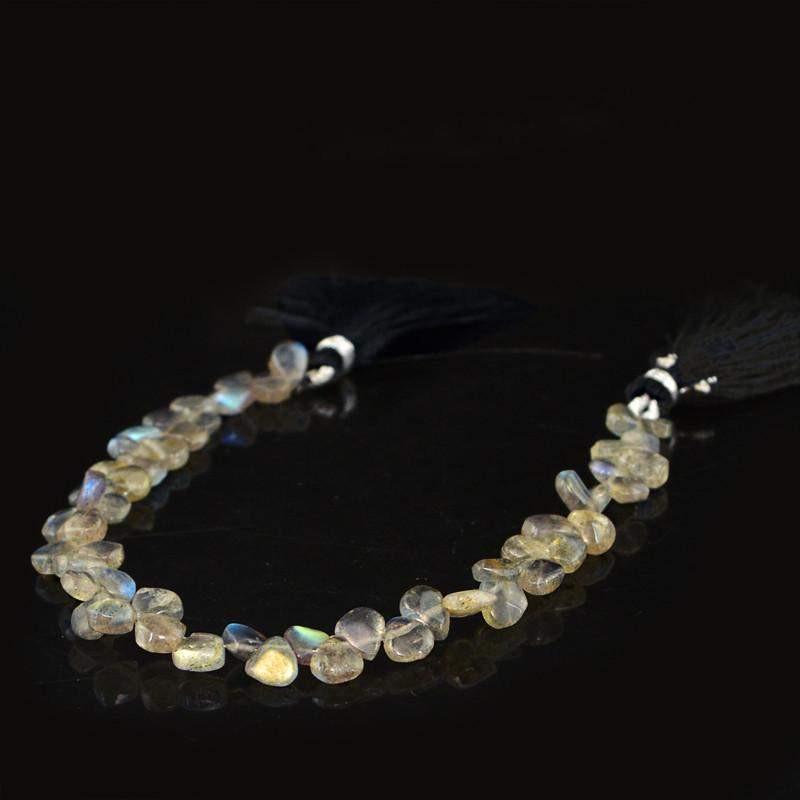 gemsmore:Natural Unheated Blue & Golden Flash Labradorite Beads Strand