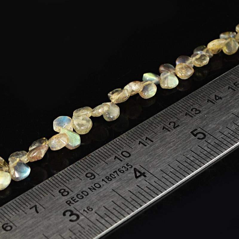 gemsmore:Natural Unheated Blue & Golden Flash Labradorite Beads Strand