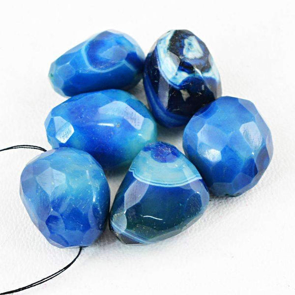 gemsmore:Natural Unheated Blue Onyx Beads Lot Faceted Drilled