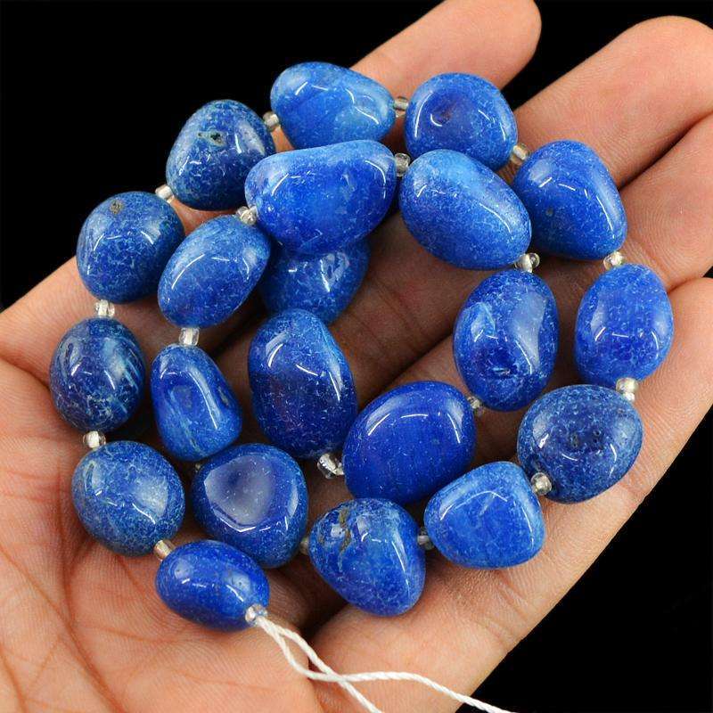gemsmore:Natural Unheated Blue Onyx Beads Strand