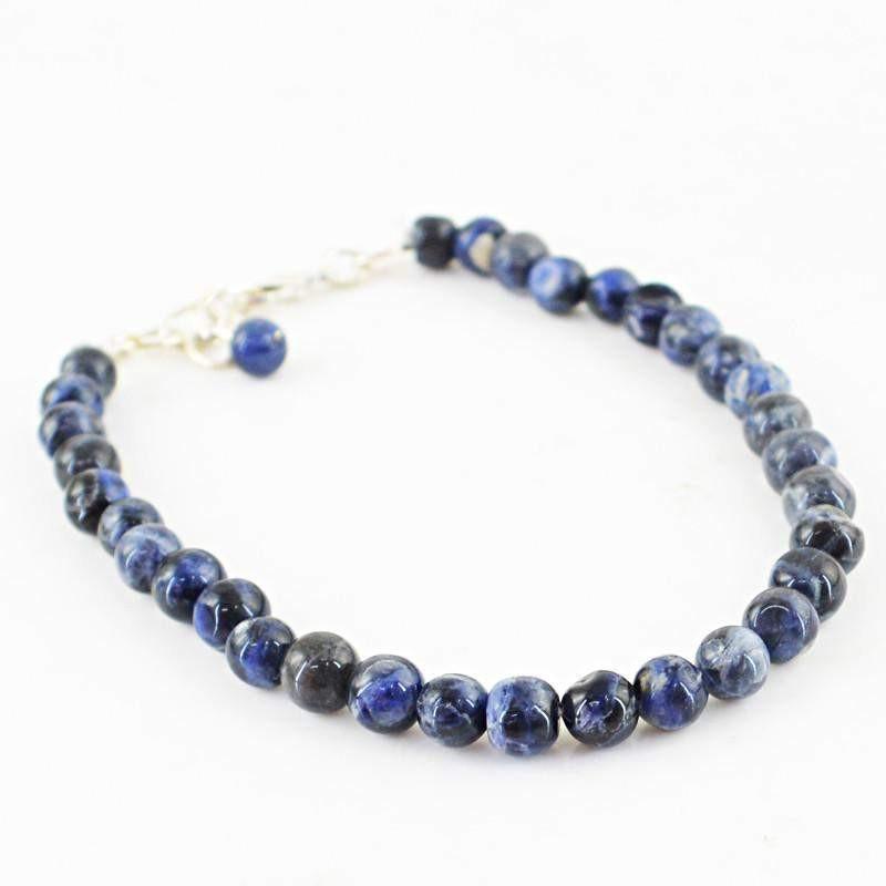 gemsmore:Natural Unheated Blue Sodalite Bracelet Round Shape Beads