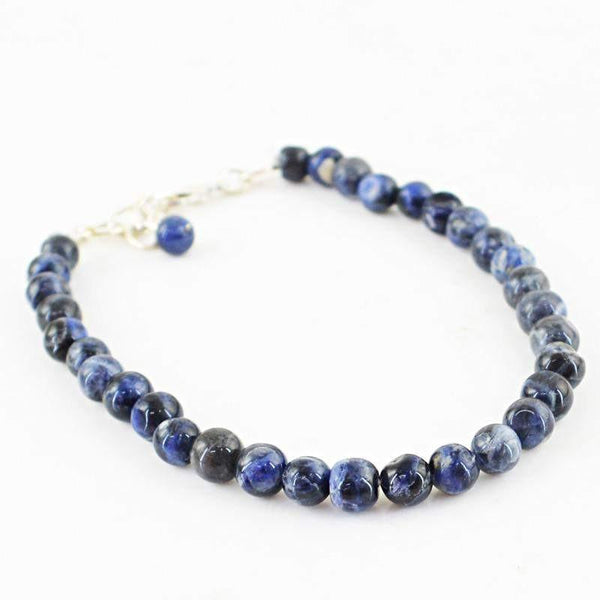 gemsmore:Natural Unheated Blue Sodalite Bracelet Round Shape Beads