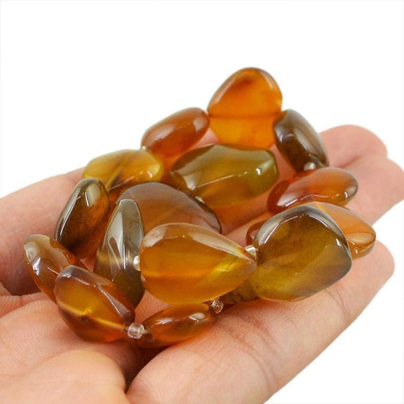 gemsmore:Natural Unheated Brown Onyx Heart Shape Beads Strand