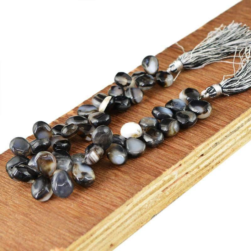 gemsmore:Natural Unheated Drilled Black Onyx Beads Strand