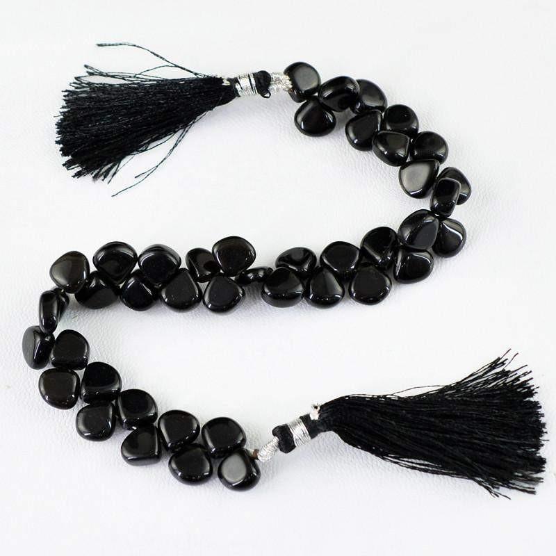 gemsmore:Natural Unheated Drilled Black Onyx Beads Strand