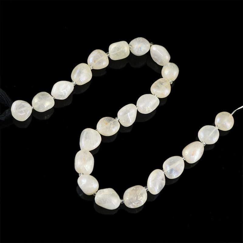 gemsmore:Natural Unheated Drilled Coated White Agate Beads Strand