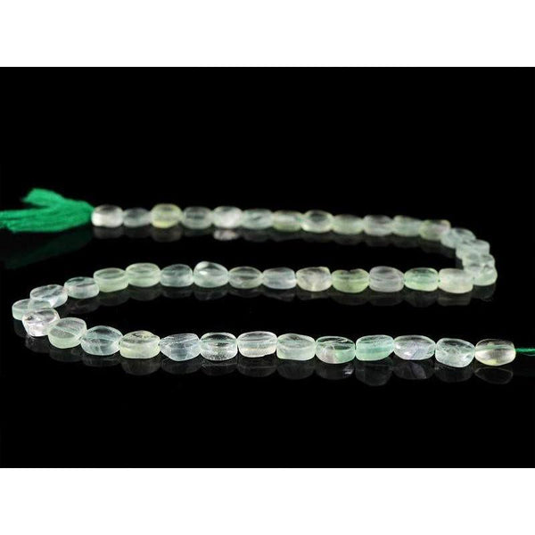 gemsmore:Natural Unheated Green Fluorite Drilled Beads Strand