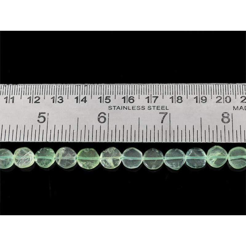 gemsmore:Natural Unheated Green Fluorite Drilled Beads Strand