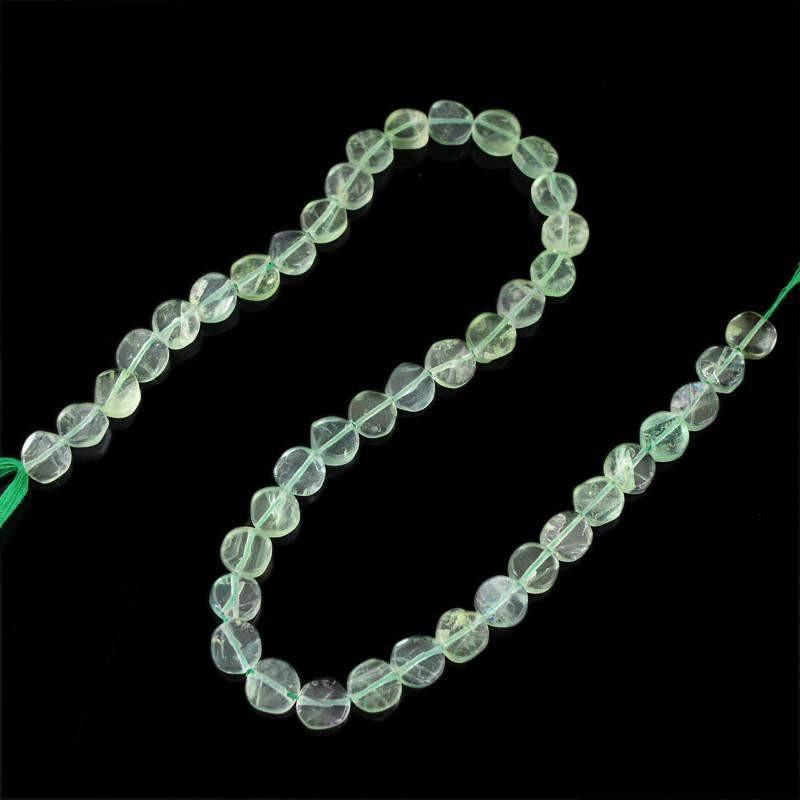 gemsmore:Natural Unheated Green Fluorite Drilled Beads Strand