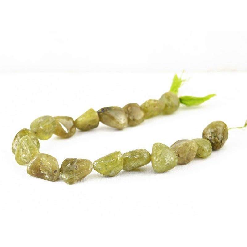 gemsmore:Natural Unheated Green Garnet Beads Strand