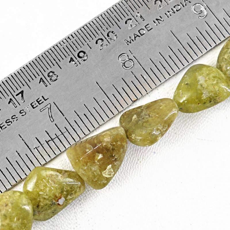 gemsmore:Natural Unheated Green Garnet Beads Strand