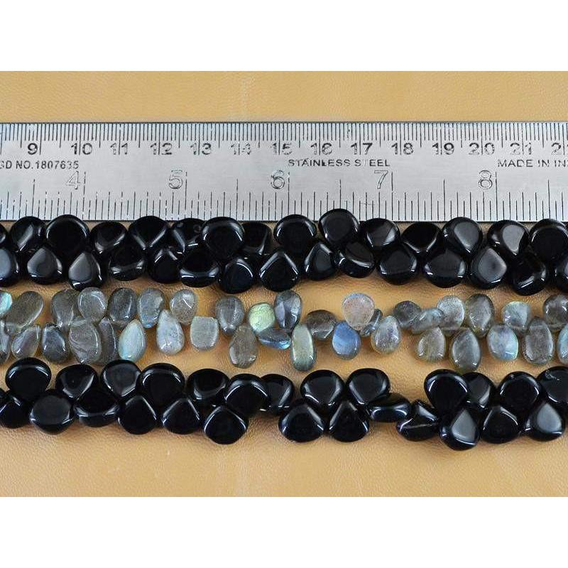 gemsmore:Natural Unheated Labradorite & Black Onyx Beads Strands