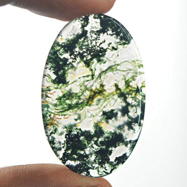 gemsmore:Natural Unheated Moss Agate Oval Shape Gemstone