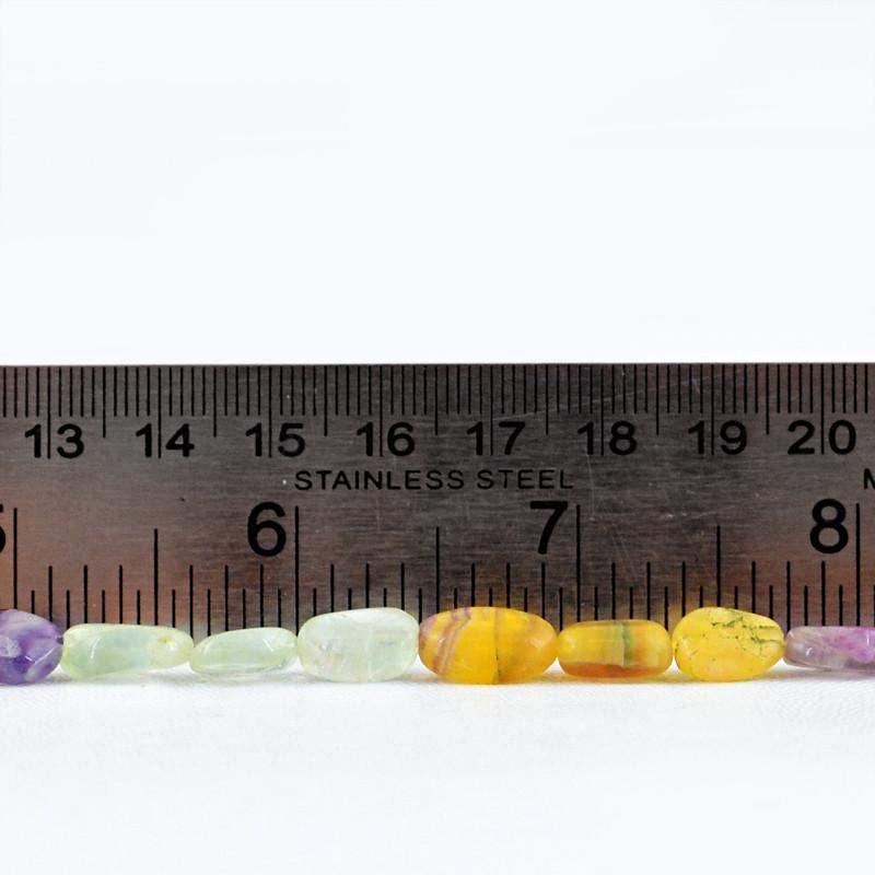 gemsmore:Natural Unheated Multicolor Fluorite Beads Strand
