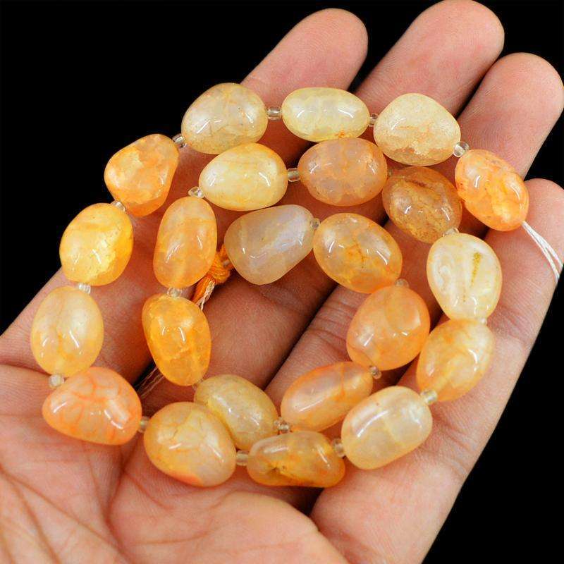 gemsmore:Natural Unheated Orange Aventurine Beads Strand - Drilled