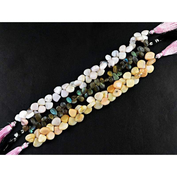 gemsmore:Natural Unheated Pink Australian Opal & Labradorite Beads Strands