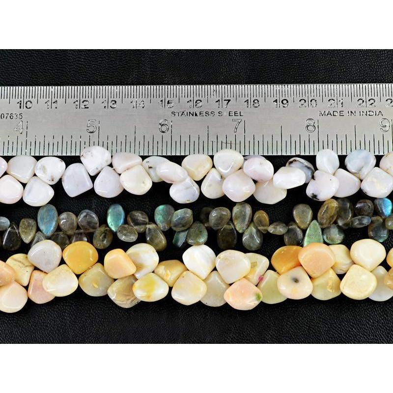 gemsmore:Natural Unheated Pink Australian Opal & Labradorite Beads Strands