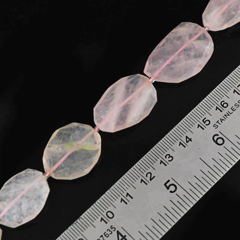 gemsmore:Natural Unheated Pink Rose Quartz Beads Strand Faceted Drilled