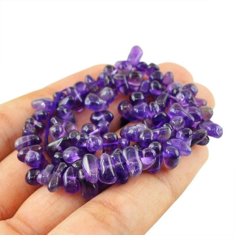 gemsmore:Natural Unheated Purple Amethyst Beads Strand