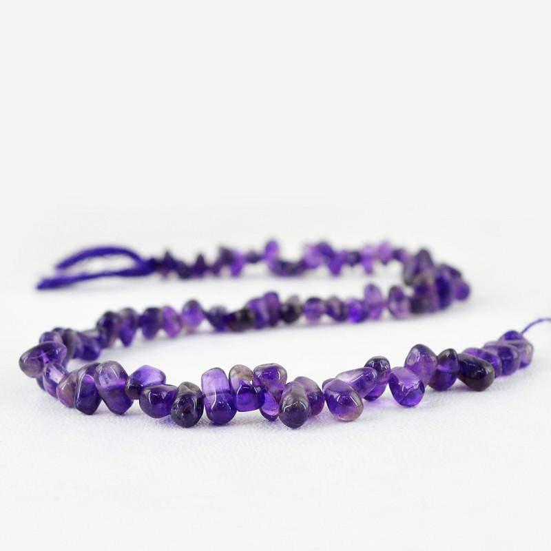 gemsmore:Natural Unheated Purple Amethyst Drilled Beads Strand