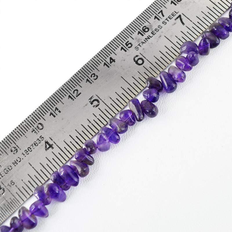 gemsmore:Natural Unheated Purple Amethyst Drilled Beads Strand