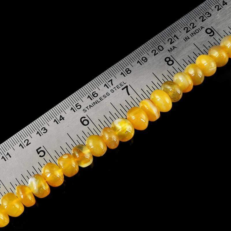 gemsmore:Natural Unheated Round Shape Yellow Onyx Drilled Beads Strand