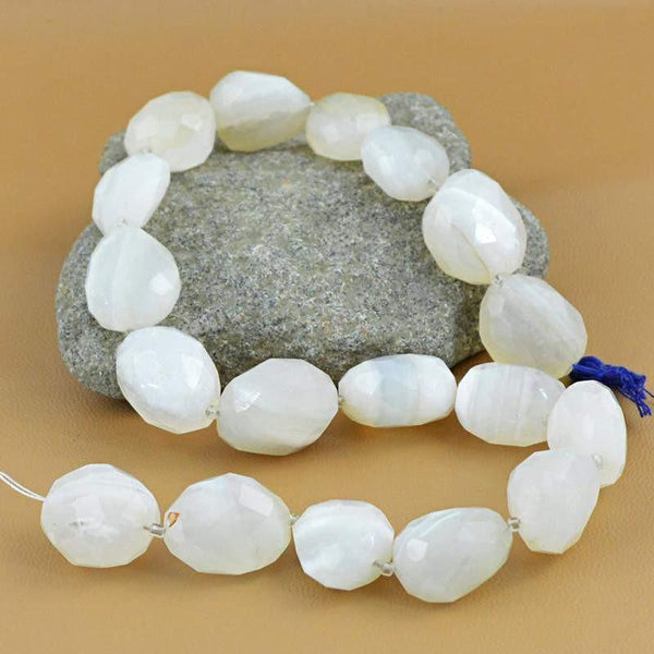 gemsmore:Natural Unheated White Onyx Faceted Beads Strand