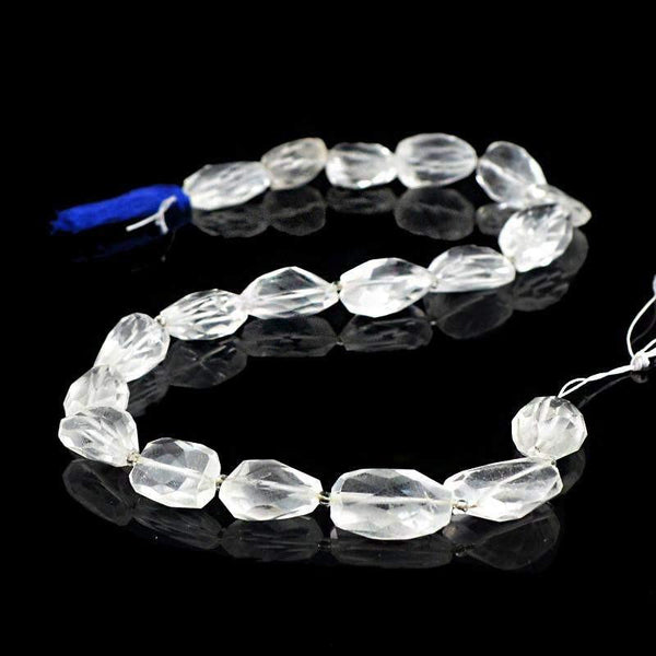 gemsmore:Natural Unheated White Quartz Faceted Beads Strand