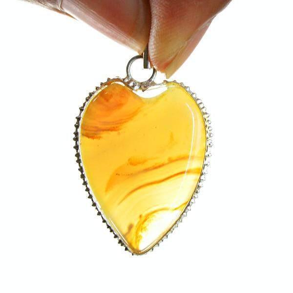 gemsmore:Natural Untreated Agate Genuine Gemstone Pendant