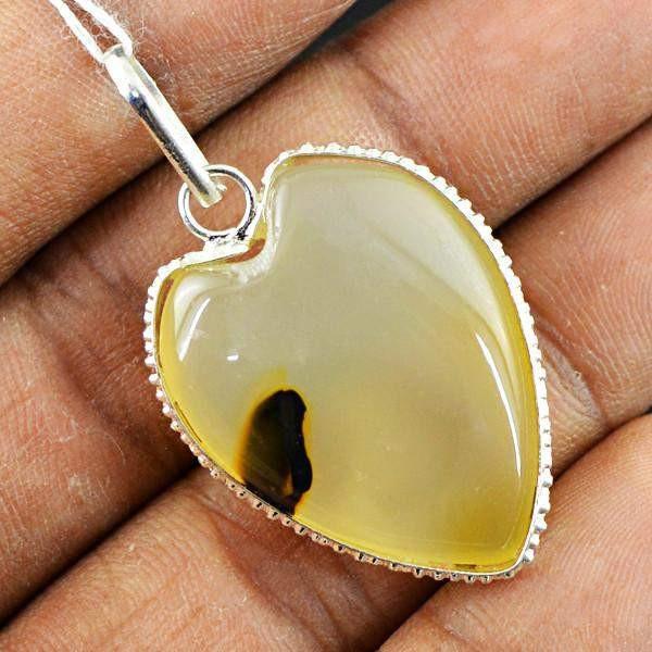 gemsmore:Natural Untreated Agate Genuine Gemstone Pendant