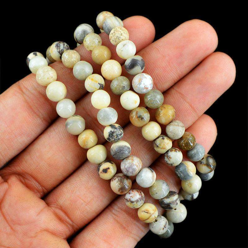 gemsmore:Natural Untreated Agate Necklace 108 Mala Round Shape Beads