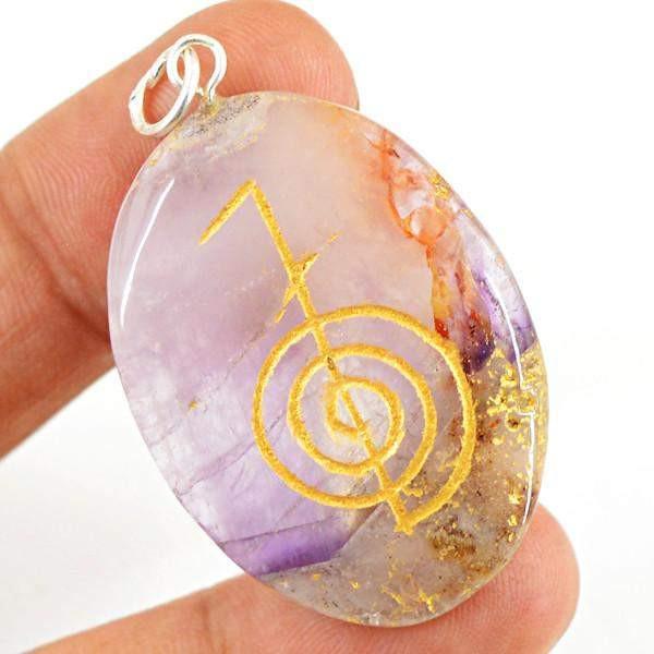 gemsmore:Natural Untreated Amethyst Chakra Gemstone Pendant