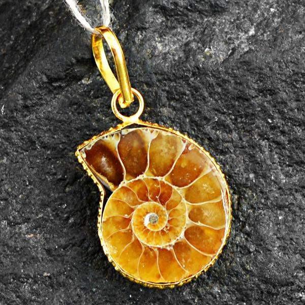 gemsmore:Natural Untreated Ammonite Gemstone Pendant