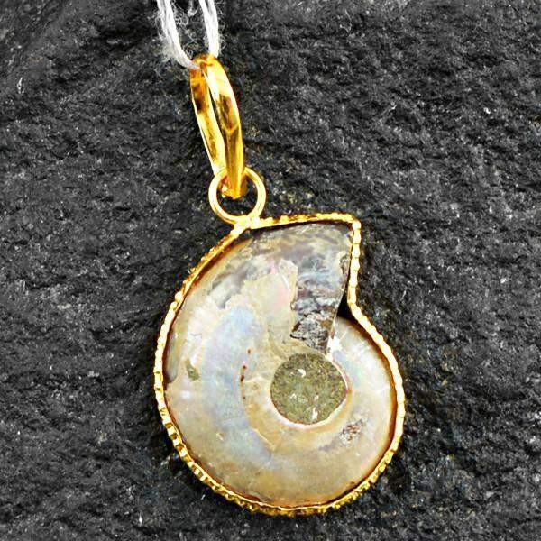 gemsmore:Natural Untreated Ammonite Gemstone Pendant