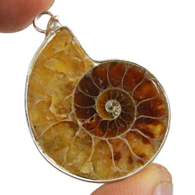 gemsmore:Natural Untreated Ammonite Pendant