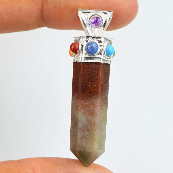 gemsmore:Natural Untreated Aventurine Seven Chakra Healing Point Pendant