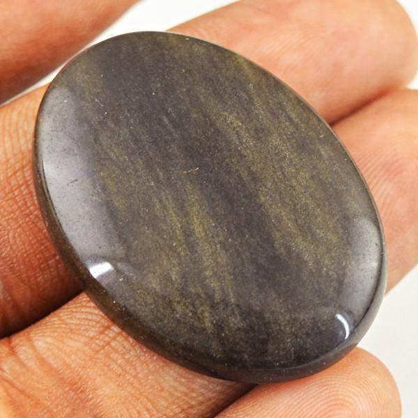 gemsmore:Natural Untreated Black Obsidian Oval Shape Gemstone