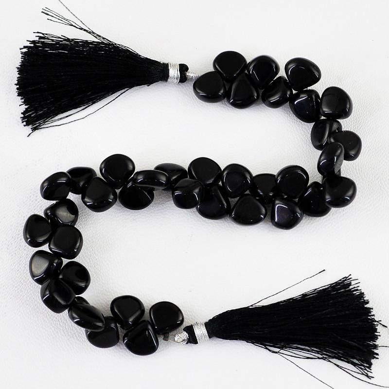 gemsmore:Natural Untreated Black Onyx Beads Strand